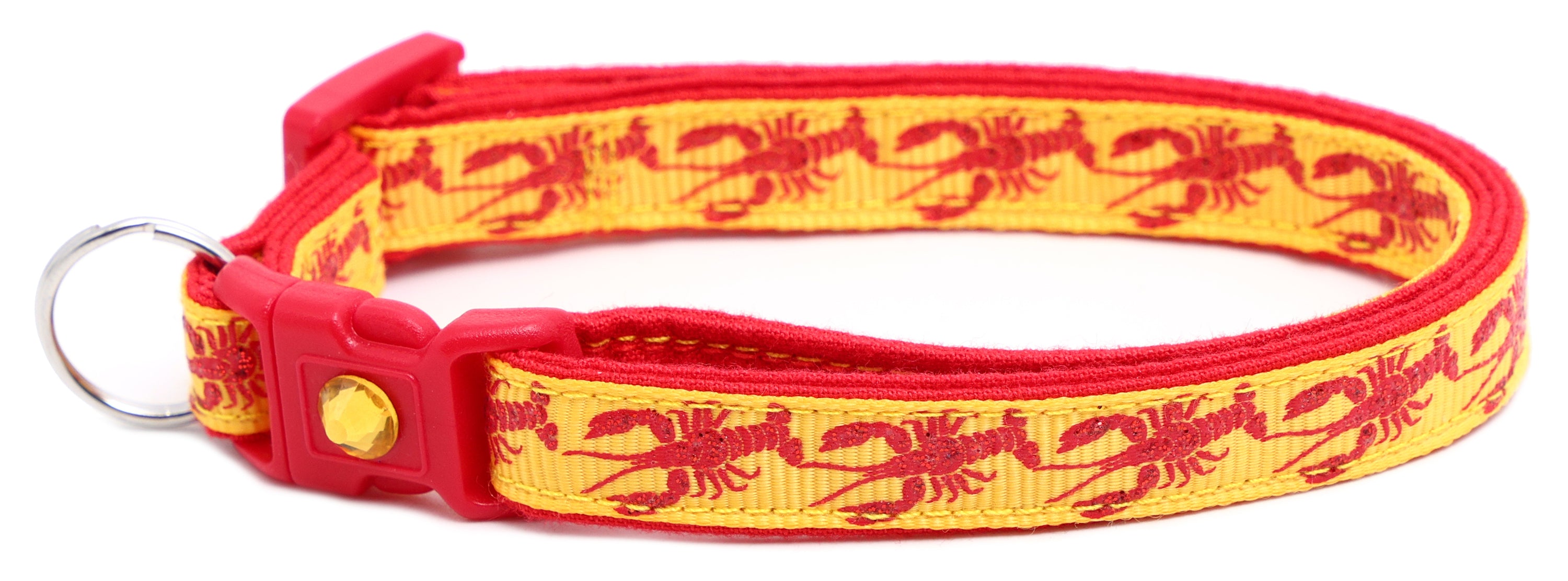 Lobster Breakaway Cat Collar made of reinforced cotton, featuring a breakaway clip and customizable options.